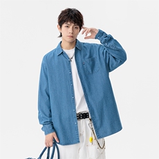 新款(跨境货源）长袖牛仔衬衫男宽松休闲外套，男装衬衫，星座1107-1