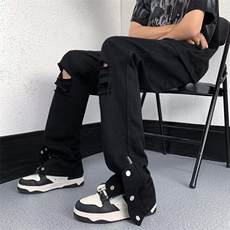 美式破洞牛仔裤男韩版潮帅裤脚长裤2025春新款ins长裤RK2463-P41，男装牛仔裤，星座412-3