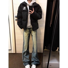 牛仔裤新款男秋款直筒宽松高街裤子潮牌小众设计感长裤L91500-P49，男装牛仔裤，星座1008