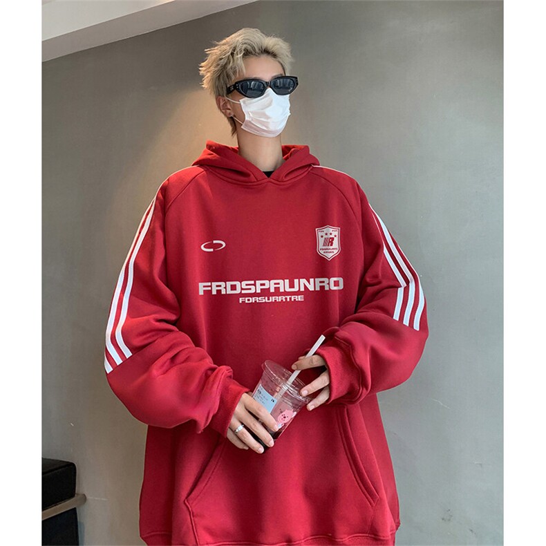 抖音得物供货提供视频秋冬重磅美式宽松织带连帽卫衣04222,男装卫衣,电商A486