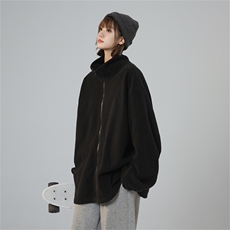 D01/P35双面摇粒绒秋冬新款纯色长袖保暖卫衣夹克外套冲锋衣内胆，女装卫衣/绒衫，电商A141