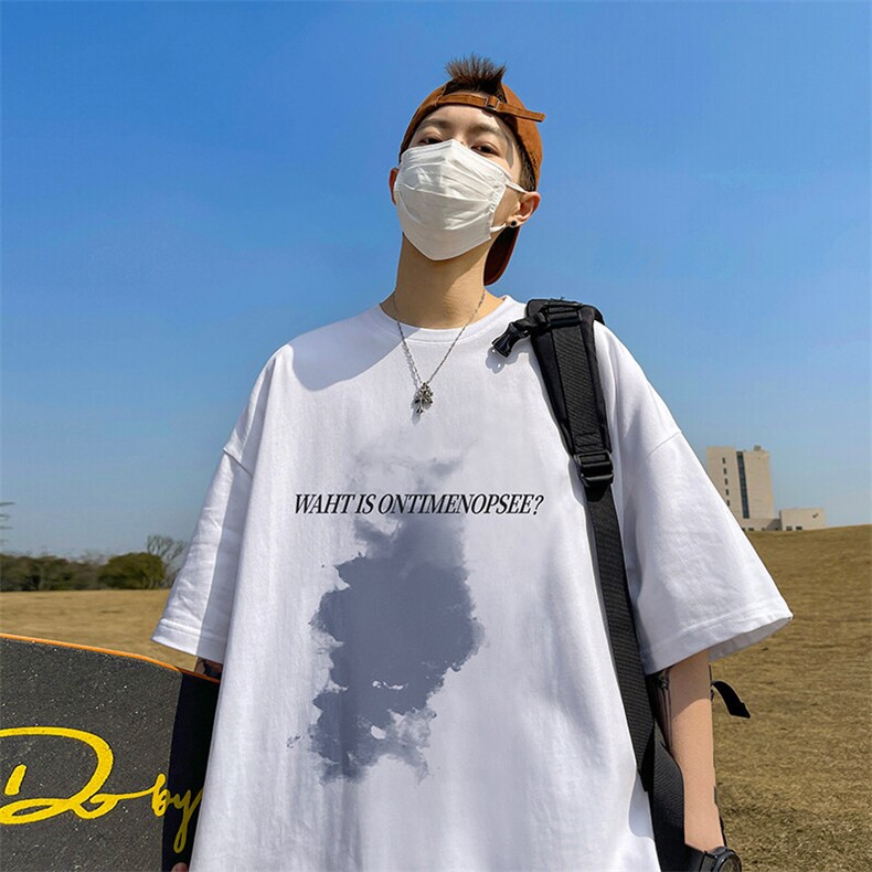 抖音得物二开现货220克夏装重磅美式高街宽松短袖t恤MT195,男装T恤,电商A486-1