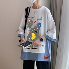 港风何电商A088-DH4573-P40100棉夏季新款大码宽松短袖T恤男1，男装T恤，电商A088