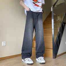 牛仔裤男美式复古宽松阔腿直筒拖地长裤炸街痞帅裤N0779-P45，男装牛仔裤，星座308B-2