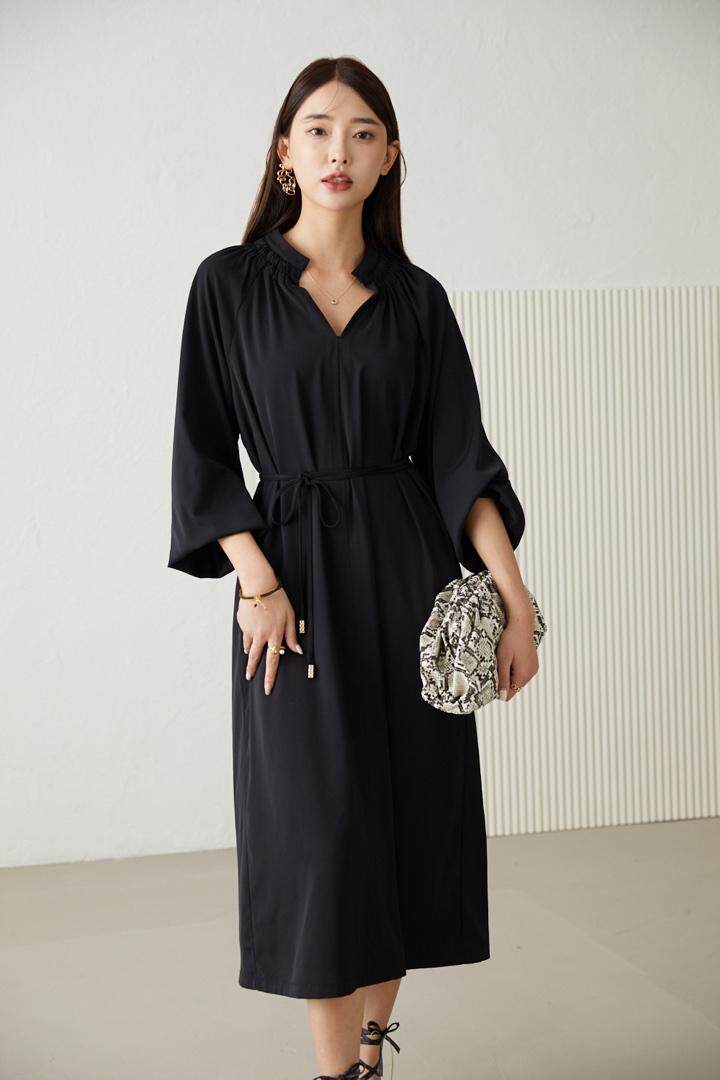 《现货》高端褶皱长款连衣裙，女装连衣裙，M&VC