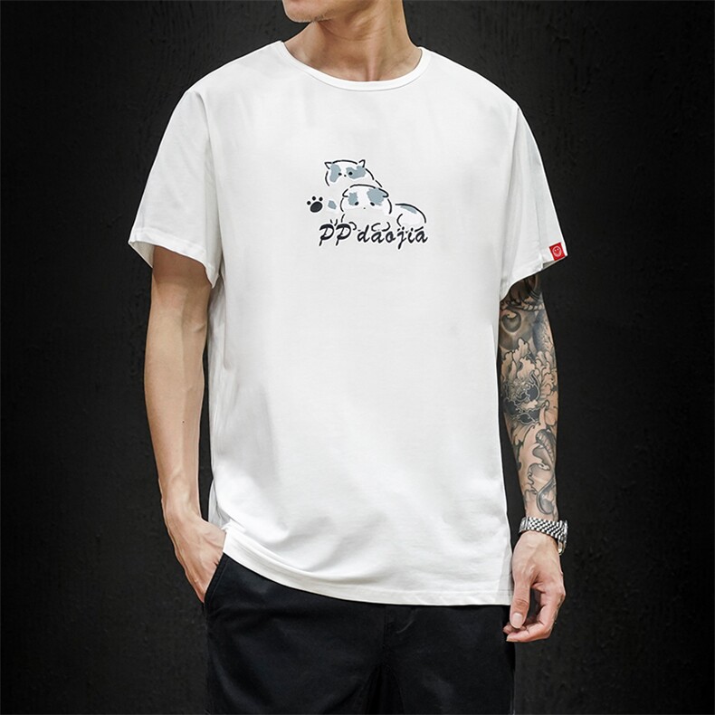 2021夏季新日系大码男马切达已注册卡通印花T恤宽松短袖T1010-P25,男装T恤,电商A001