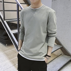 2021春季新款男士长袖T恤假两件圆领休闲打底衫DS330T，男装T恤，电商A102