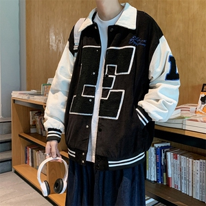 日系ins撞色口袋夹克宽松休闲棒球服潮牌秋季工装外套 W1360-P65图片