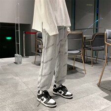 春秋新款韩版潮流潮牌运动裤字母裤男宽松抽绳休闲束脚裤k3190-35图片