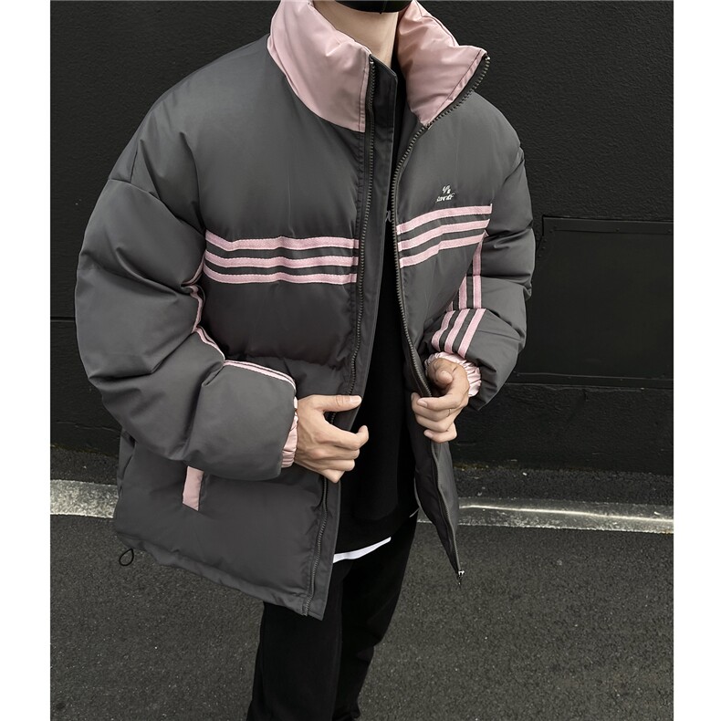 冬装新品美式条纹织带棉服刺绣logo棉衣休闲外套男G1100P118,男装棉衣,电商A339
