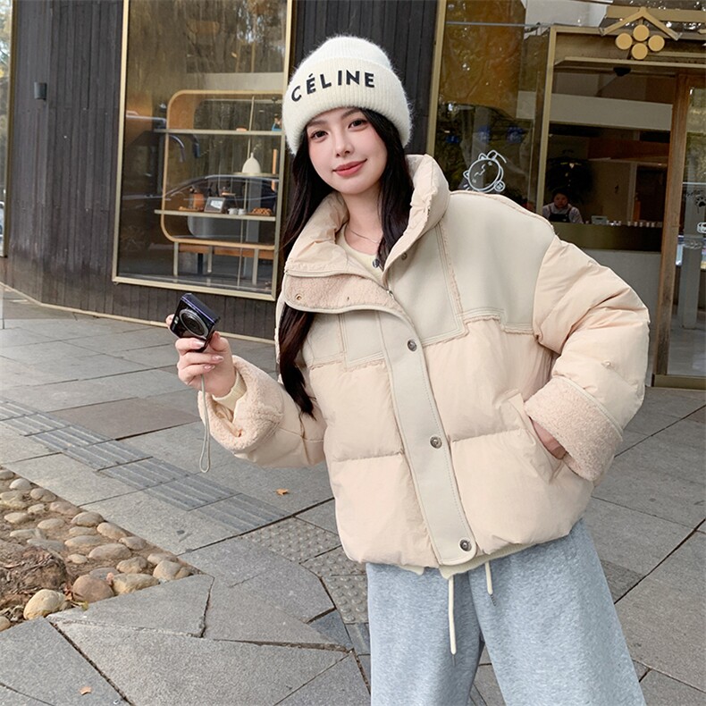 【新款现货】个性拼接羽绒服立领小个子保暖外套99036款P285K388图片