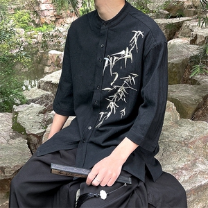 现货 中式风外景24夏季立领衬衫上衣体力绣花T29-P65图片