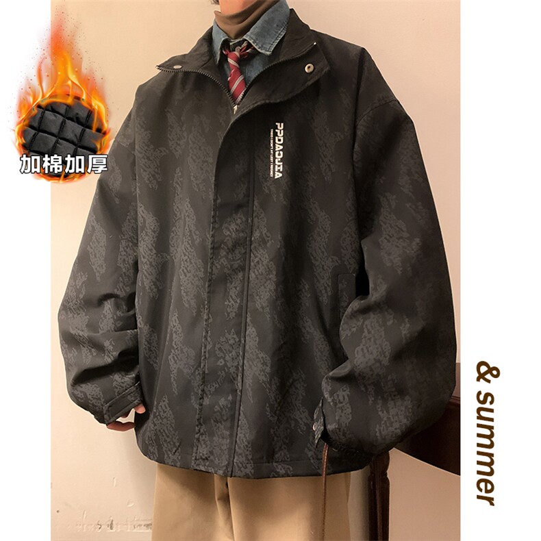 图案有版权暗纹大码立领加厚棉服男潮加棉夹克外套J614J加棉-P80,男装棉衣,电商A001-1