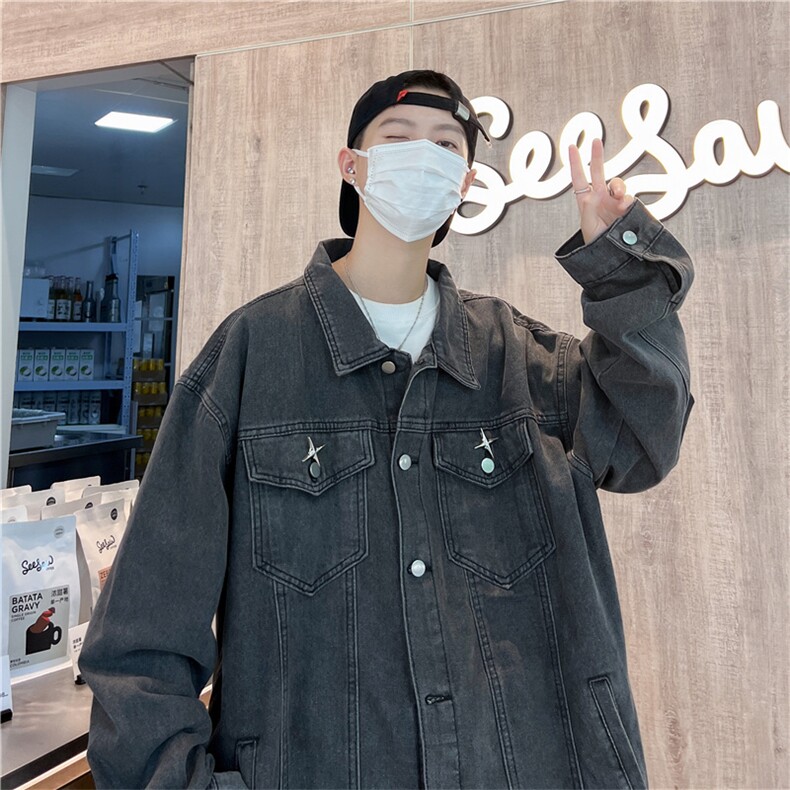 牛仔外套男韩版潮流潮牌夹克男休闲百搭秋季上衣服JK01217-P68,男装夹克,星座308B-1