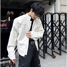 金属装饰外套男潮小众设计高级感高街工装风情侣皮衣夹克3370/P78，男装夹克，星座506