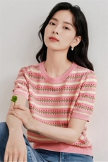 夏季新款时尚莱赛尔天丝短袖修身显瘦百搭休闲上衣，女装针织衫/毛衣，斯美雅安迪绒