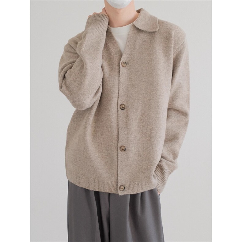 MM309-P60复古百搭Cleanfit松弛感慵懒风软糯翻领开衫毛衣，男装针织衫/毛衣，星座617A-2