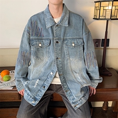 2023水洗做旧牛仔外套男春季美式复古潮牌工装夹克上衣JK965-P78，男装夹克，星座1103-3