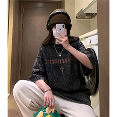 中性2026夏装水洗做旧复古短袖T恤男女装美式潮牌夏季半袖S177P38，男装T恤，电商A233-1