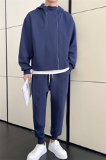 轻奢风男士纯色连帽卫衣休闲卫裤两件套潮牌套装男C208-6786特P98，男装休闲裤，电商C208