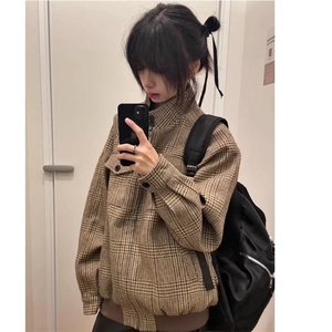 法式小香风千鸟格夹克男女秋冬季百搭哈灵顿外套JXX20-P69图片