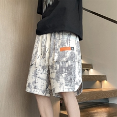 2025夏季新款工装短裤男女五分裤印花织带港风大裤衩2523-P28，男装牛仔裤，星座207