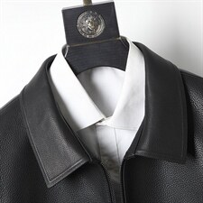 K-Z22137翻领绵羊皮修身皮夹克男士外套皮衣秋冬P700图片