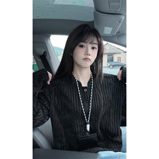 美式高街千鸟格子长袖T恤男女亨利V领英伦雅痞休闲宽松长袖打底衫，男装T恤，电商A486