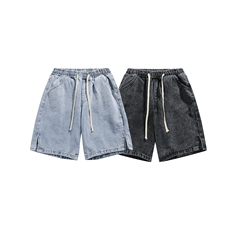 白底23夏季新款时尚水洗做旧侧开叉休闲百搭牛仔短裤A20P45控68，男装牛仔裤，电商A247-1