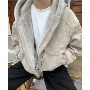 冬季保暖连帽棉服男宽松复古cleanfit大理石座山雕外套 M202图片
