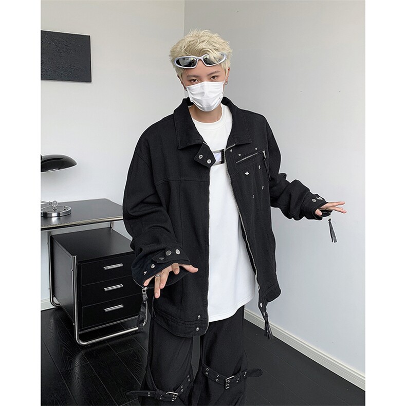 美式高街夹克男士韩版潮流痞子帅气拉链2024秋冬ins外套W5981-P75,男装夹克,星座412-3