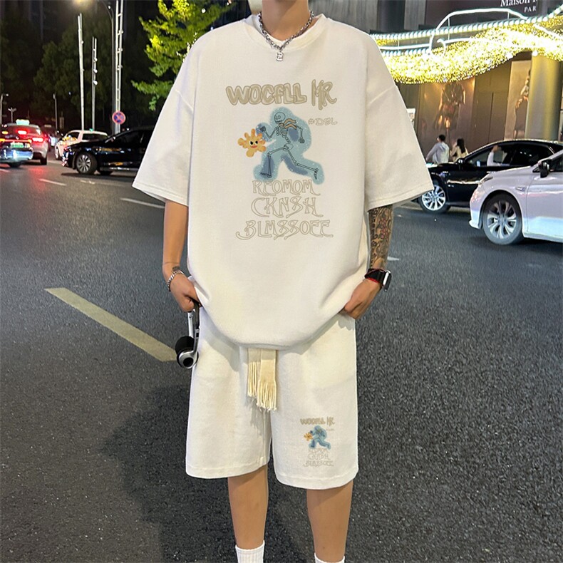 套装！华夫格套装短袖T恤短裤男TZ226-特P38,男装牛仔裤,电商B367
