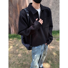 轻松复古随性极简松弛美学上衣毛呢质感舒适简约卫衣HY801P45控78，男装卫衣，电商A102B