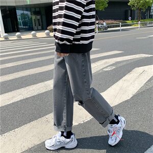 男生新款港风牛仔裤破洞休闲女裤子714-2图片