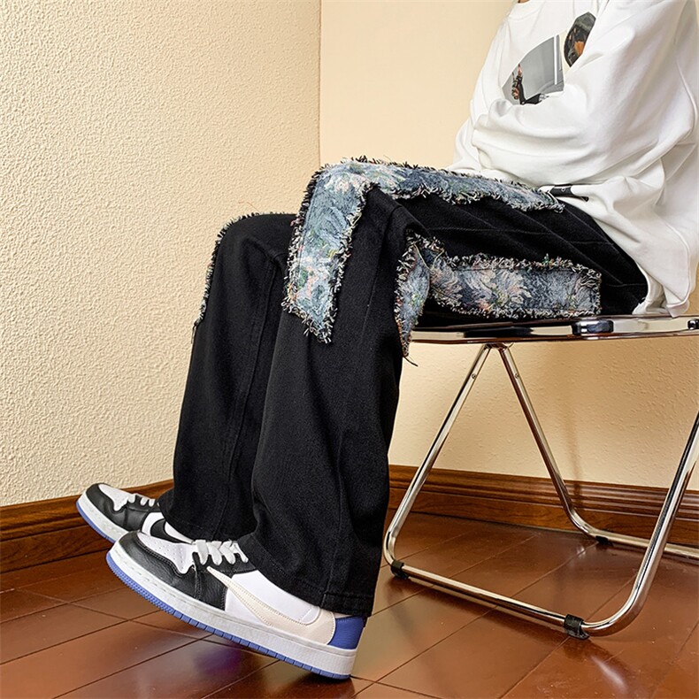 B221美式ins高街小众个性男女情侣款休闲牛仔裤LK23002-P60控78,男装牛仔裤,电商B221