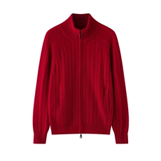 2025百搭时尚简约扭花拉链开衫，女装羊绒衫，巾兮羊绒