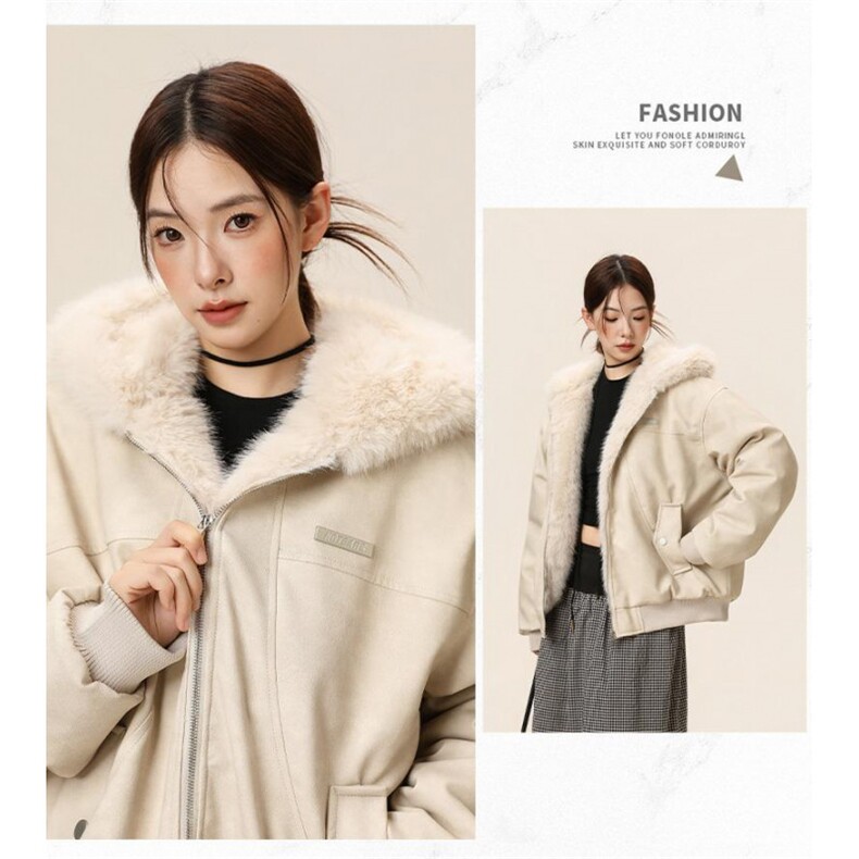 网图【座山雕毛绒毛领】冬季保暖拼接棉服pu皮夹棉夹克美式派克服，男装夹克，星座307A