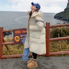 白色长款羽绒服女2024冬季新款韩版宽松休闲学院风白鸭绒加厚外套，女装羽绒服，2C127