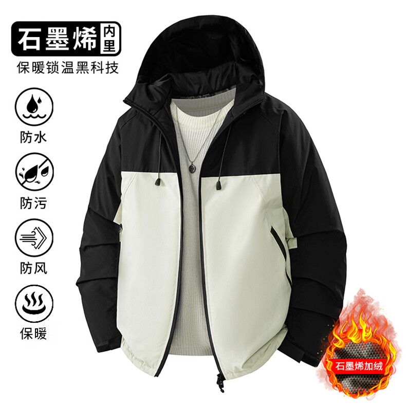 1506-1/MAT20771-加绒棉衣/P64冬季新款男士闲棉服宽松帽百搭棉衣图片