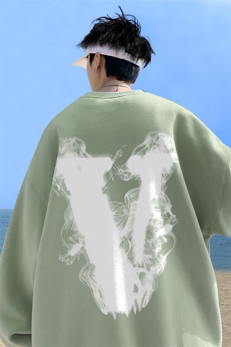 ！秋季重磅宽松大码港风烟雾v印花圆领卫衣WY132-特p28,男装卫衣,星座508（原C305）