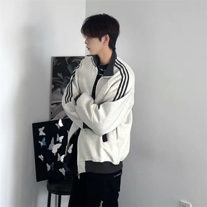 抖音得物高品质26春装美式高街重磅结构拼接织带立领卫衣外套CM42图片
