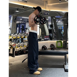 美式高街潮牌男女运动休闲裤直筒宽松卫裤慵懒显瘦休闲长裤子图片