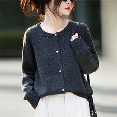 法式高级感珠片彩纱miu系开衫女保暖外套毛衣2025新针织外搭上衣，女装针织衫/毛衣，九嘉羊绒