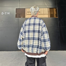千鸟格渐变撞色时尚潮流休闲衬衫外套JK2230-P73，男装夹克，星座308B-2