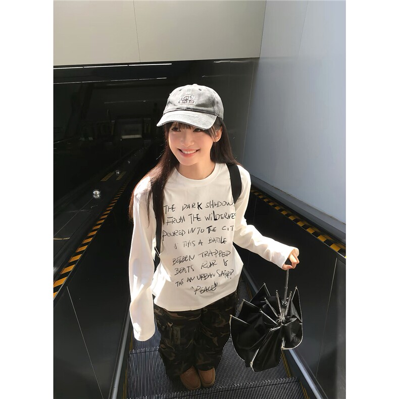 网图春装新款精梳棉圆领字母印花长袖T恤打底衫宽松男女可E03-P29,男装T恤,电商C310-1