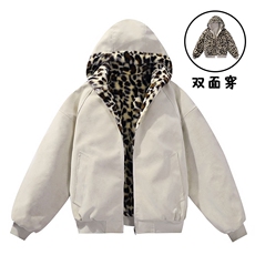数据款座山雕荔枝纹双面穿PU皮豹加绒男女连帽棉衣PYM659P100，男装棉衣，电商A128