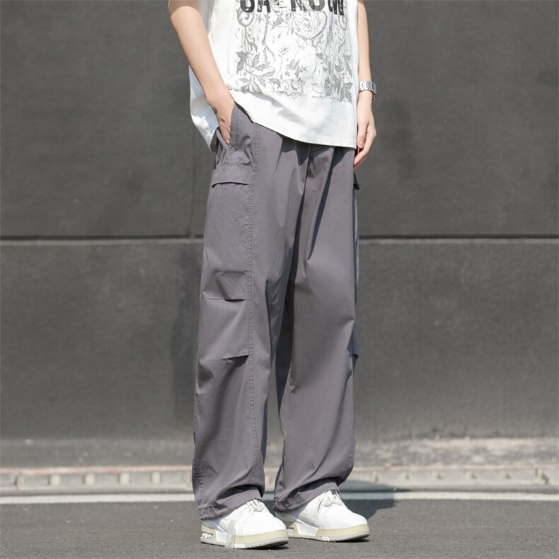 美式街头薄款宽松工装裤男直筒2024夏季潮牌坠感休闲裤K588-P45图片