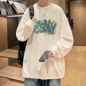 直播品质 秋冬重磅潮牌嘻哈美式印花纯棉长袖T恤打底衫CT387特P28图片