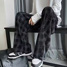 1506-1/Kk1581/P32格子裤子男春秋季加肥加大码潮流宽松韩版休闲，男装休闲裤，星座1506-1