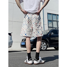 DK162-P32花白短裤男女夏季新款休闲冰丝沙滩中裤宽松百搭五分裤，男装牛仔裤，电商A178